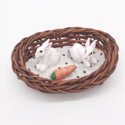

3 Sets 1:12 Mini Dollhouse Ornaments Small Rabbit Pocket Rabbit Nest Scene Decoration Props