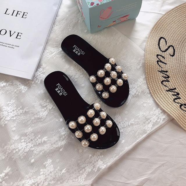 

Pearl Slipper Female Beach Shoes, Shoe Size:36(Black)