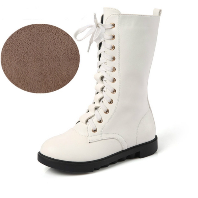 

Winter Leather Children High Boots, Size:33, Color:White Thin Cotton