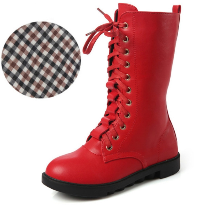 

Winter Leather Children High Boots, Size:37, Color:Red Boot