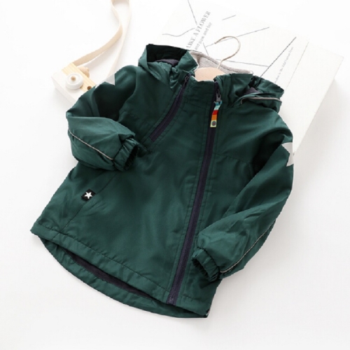 

Autumn Boys Fleece Waterproof and Windproof Warm Sports Jacket, Height:110cm(ArmyGreen)