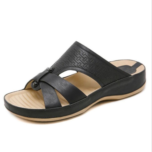 

Soft Leather Slipper Women Shoes, Shoe Size:38(Black)