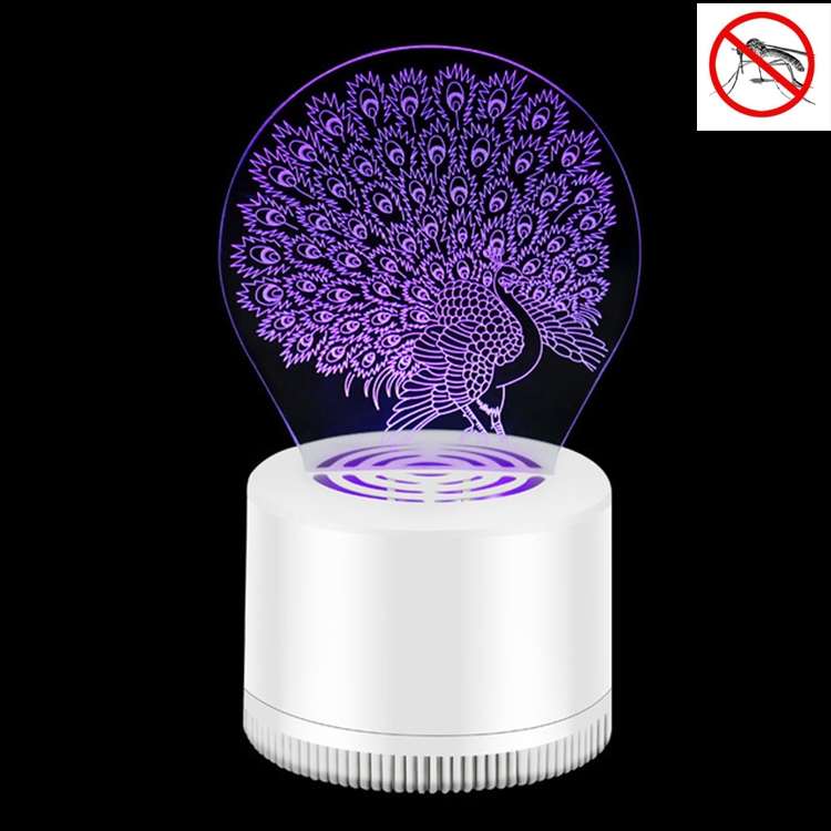 

Creative 3D Mute USB Household Mosquito Killer LED Night Trap Lights, Style:Peacock(USB+Plug)