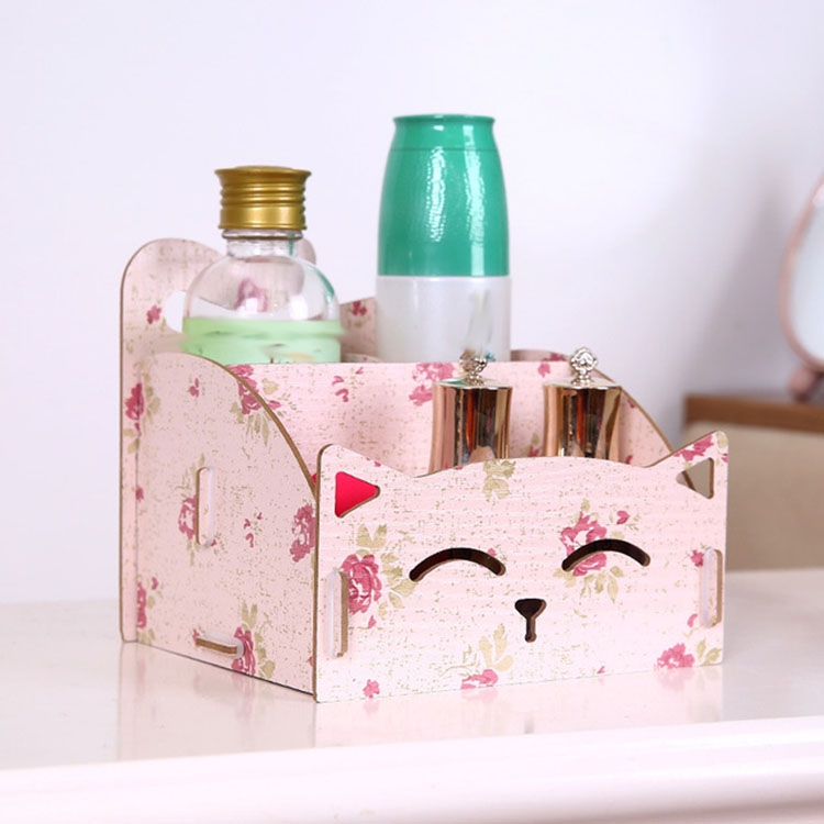 

Creative Cat Style DIY Wooden Desktop Debris Storage Box Holder(Camellia)