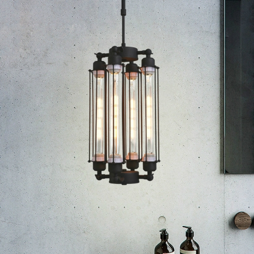 

4 Heads Vintage Industrial Style Wrought Iron Chandelier with Edison 6W LED
