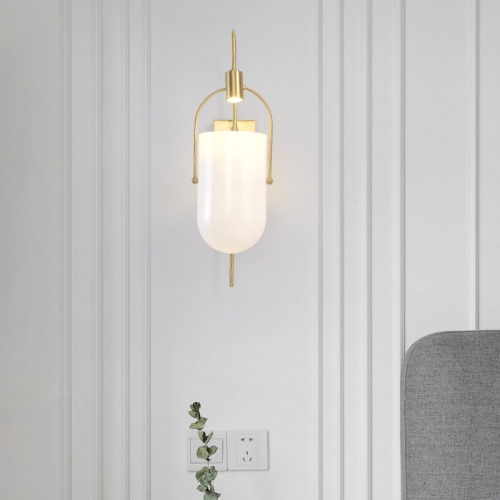 

E27 LED Copper Glass Lampshade Wall Lamp, Power source: White Light 5W