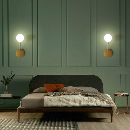 

E27 LED Pure Copper Bedroom Bedside Aisle Glass Ball Wall Lamp, Power source: Without Light Source(Gold )