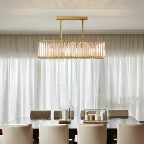 

64cm Modern Simple Restaurant Full Copper Crystal Chandelier, Power source: Without Light Source