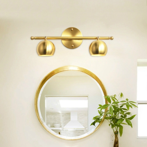 

E27 LED Retro Copper Mirror Headlights Bathroom, Power source: Without Light Source, Light color: 2 Heads Copper