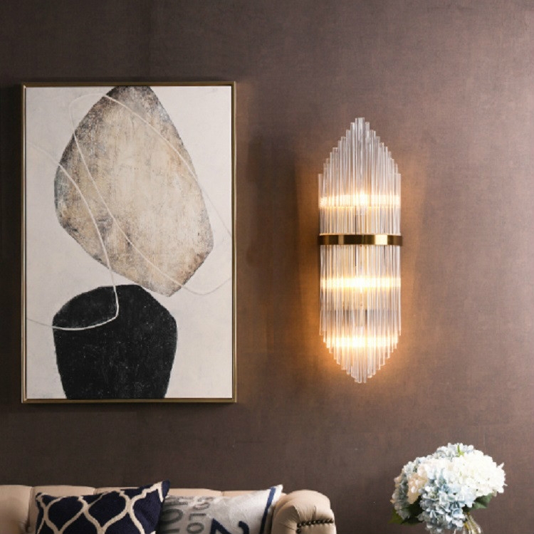 

Simple and Modern Living Room TV Wall Crystal Wall Lamp, Power source: White Light Single 5W(Large )