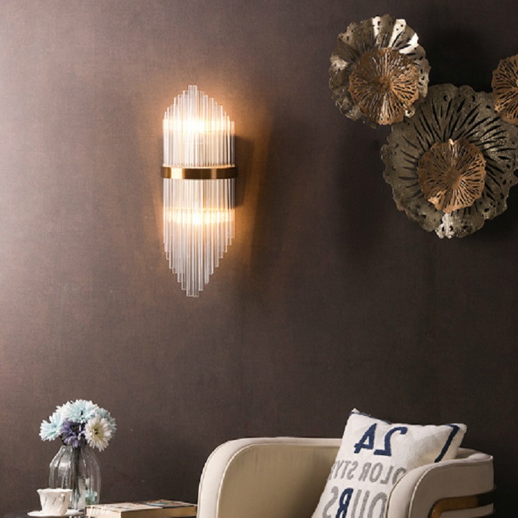 

Simple and Modern Living Room TV Wall Crystal Wall Lamp, Power source: Three-color Light Single 5W(Small )