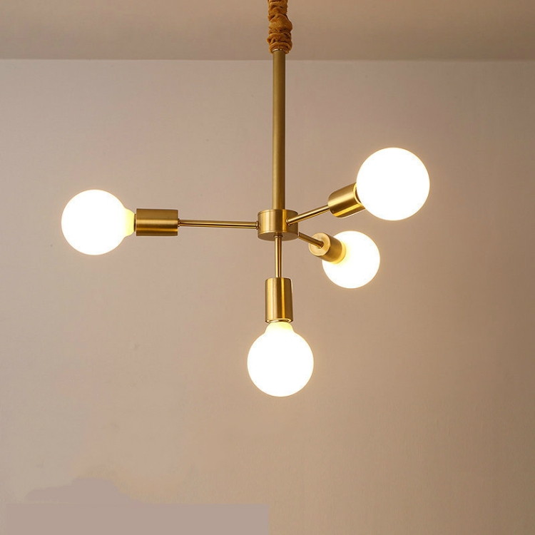 

3+1 Heads Creative Living Room Dining Room Bedroom Simple Copper Lamps with 5W White Light LED
