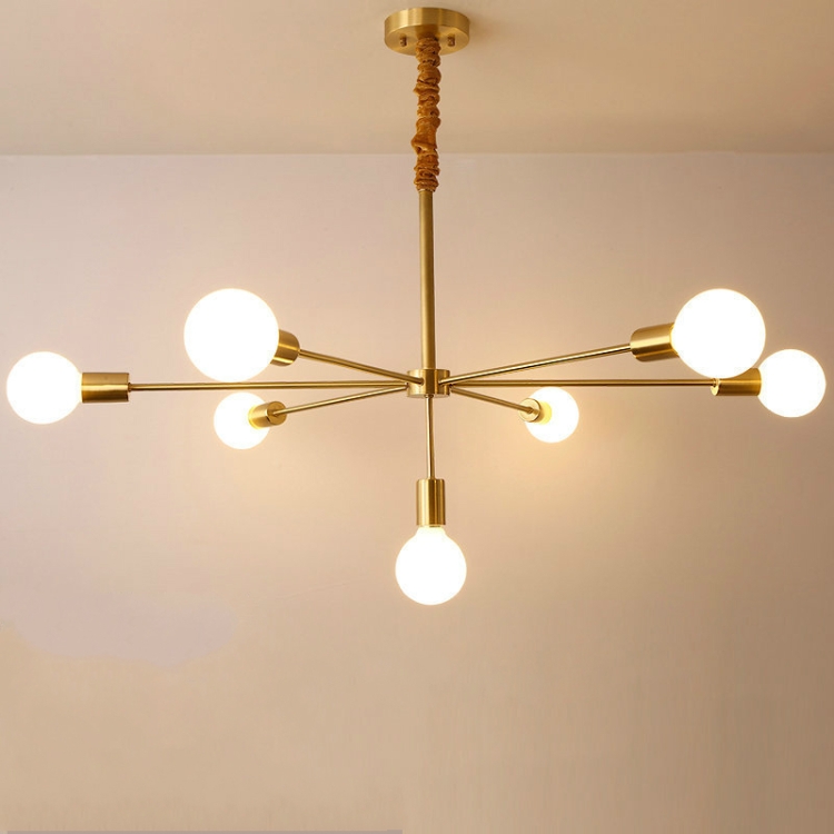 

6+1 Heads Creative Living Room Dining Room Bedroom Simple Copper Lamps with 5W White Light LED