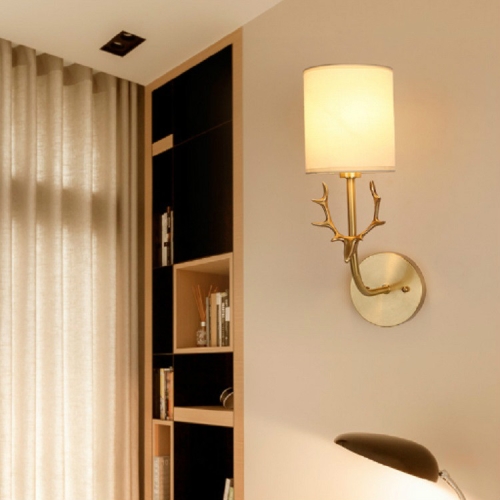 

Single Head Corridor Aisle Personality Creative Copper Antler Wall Lamp, Power source: Warm Light 5W