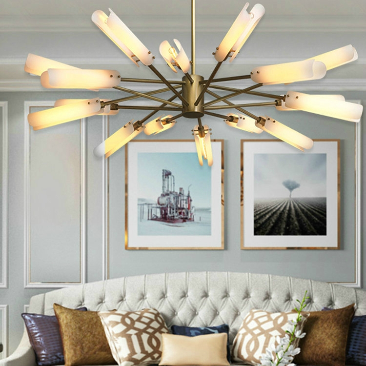 

12 Heads Copper Chandelier Modern Minimalist Living Room Bedroom Dining Room Chandelier(Warm Light )