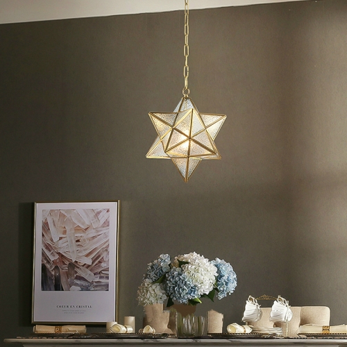 

40cm Creative Personality Copper Star Bedroom Living Room Corridor Restaurant Chandelier with 5W White Light LED