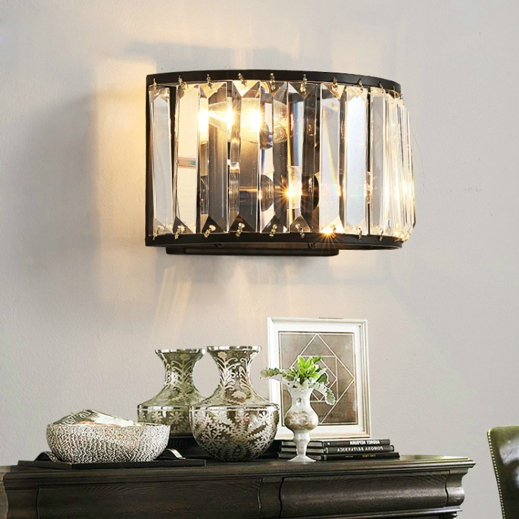 

Mediterranean Wind Wrought Iron Crystal Wall Lamp with 12W White LED(Black )