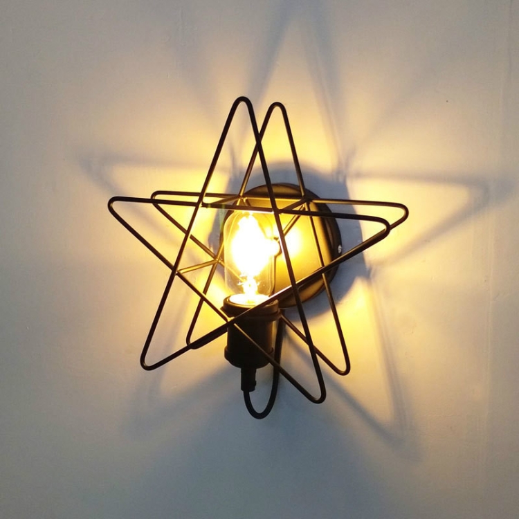 

Retro Creative Bedside Living Room Pentagram Wall Lamp with Warm White 5W LED(Black)