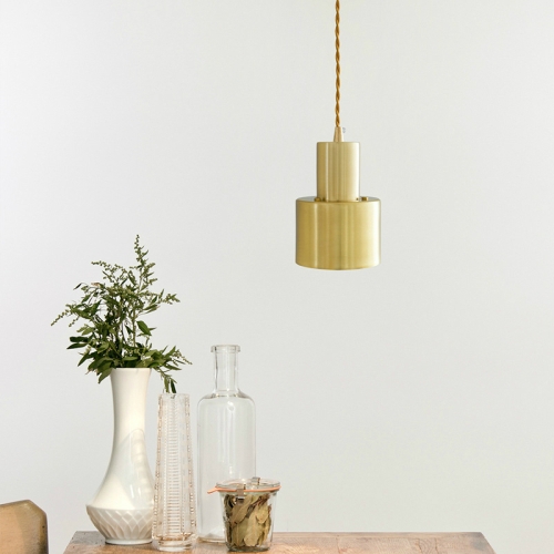 

Pure Copper E27 LED Brass Cross Small Chandelier Simple Office Bedroom Copper Brass with 5W Three-Color Light LED