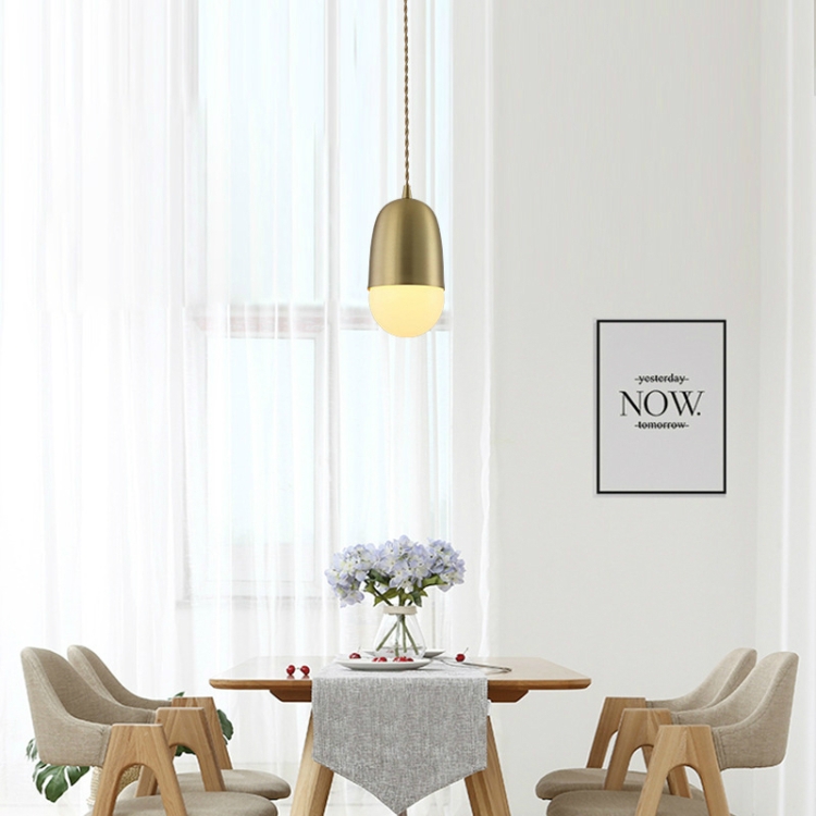 

Single Head Modern Simple Restaurant Bar Studio Office Decorative Copper Lighting Chandelier with 5W White Light LED
