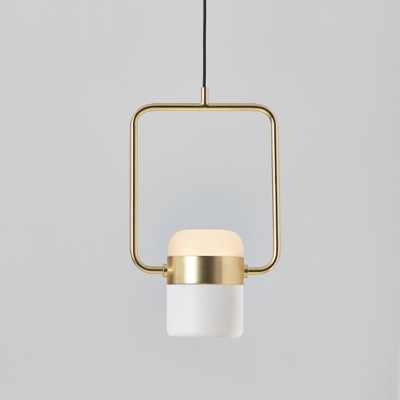 

Modern Minimalist Bar Restaurant Bedroom Bedside Single Head Chandelier, Power source: 5W Warm Light(White Square Frame)