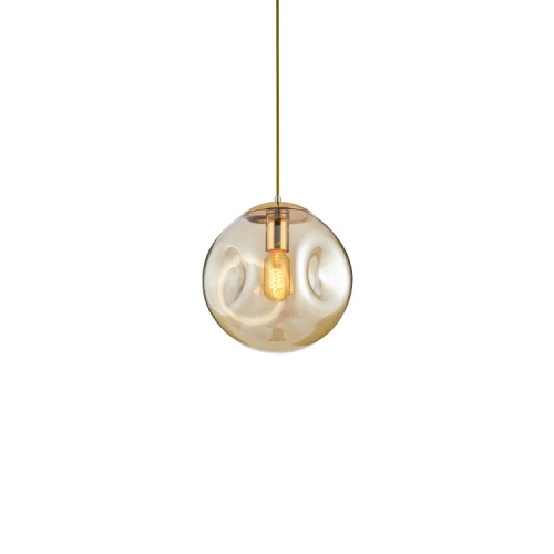 

Amber Lampshade E27 LED Glass Ball Chandelier Simple Bedroom Bedside Lamp Chandelier with 5W Three-Color Light LED