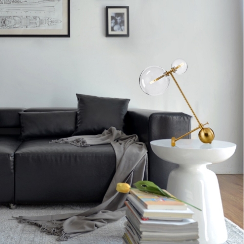 

Simple Living Room Bedroom Double Glass Balls Decoration Table Lamp