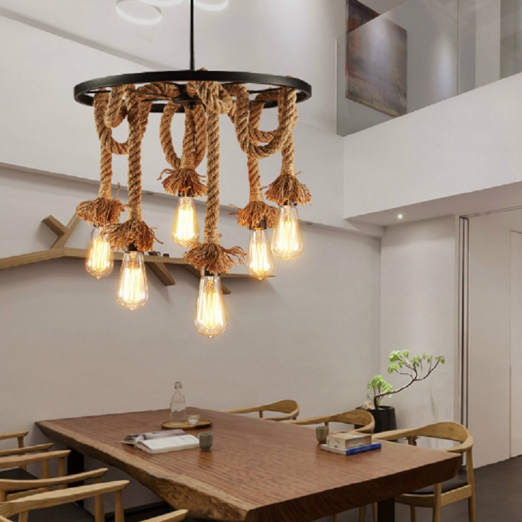 

6 Heads Retro Living Room Dining Room Chandelier with 40W Edison Bulb