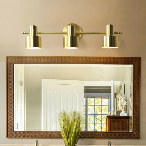 

3 Heads Copper E27 LED Copper Mirror Headlights Makeup Lamp Bathroom Mirror Cabinet Gold Wall Lamp(Three Color Light )
