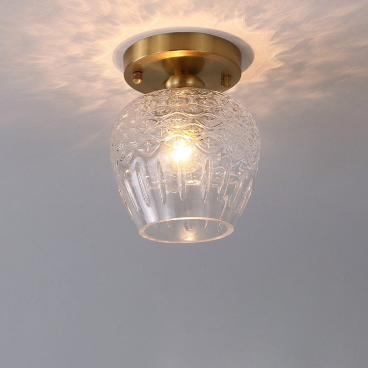 

C Simple Walkway Copper Lamp Single Head Corridor Hall Porch Ceiling Lights with Warm Light LED