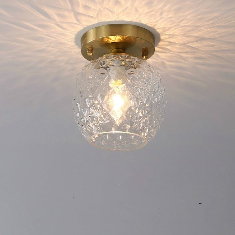 

E Simple Walkway Copper Lamp Single Head Corridor Hall Porch Ceiling Lights with Three-Color Light LED