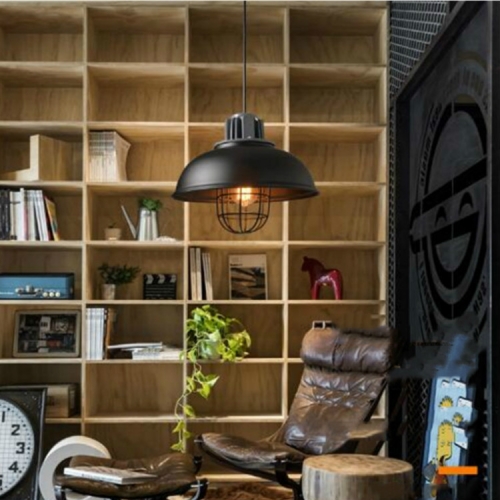 

E27 LED Bar Internet Cafe Cafe Bar Restaurant Wrought Iron Nordic Retro Chandelier without Light Source( Black)