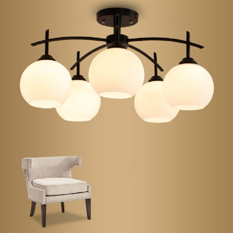 

5 Heads Modern Minimalist Living Room American Wrought Iron Lamps with 5W White Light LED
