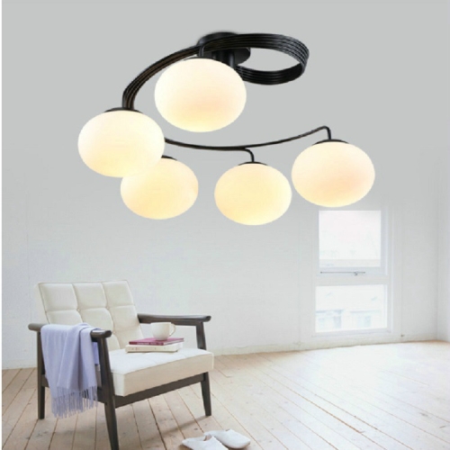 

5 Heads Simple Ceiling Lamp Wrought Iron Round Creative Lighting with 5W White Light LED