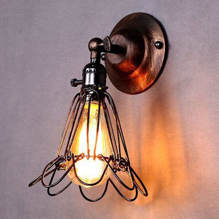 

Retro Wrought Iron Bird Cage Wall Lamp with Edison 40W Bulb