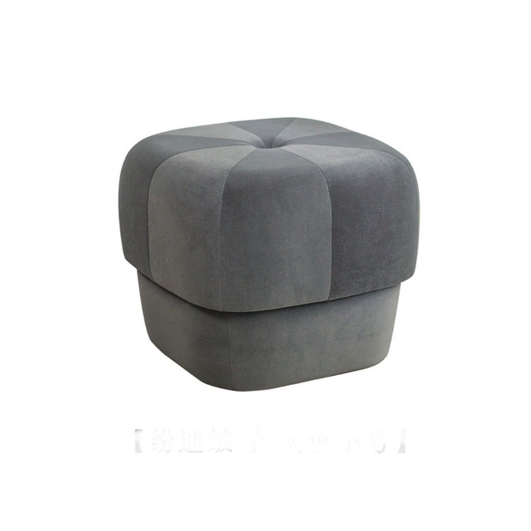 

Modern Fabric Solid Wood Stool Thickened Small Stool Living Room Stool, Specification:Small Blue Gray