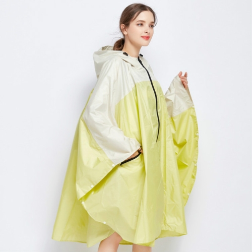 

Stitching Color Women Rain Coat Waterproof Cape with Hood and Zipper for Hiking Touring Bicycling(Yellow)