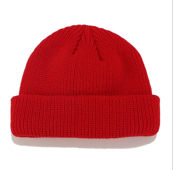 

Solid Colors Short Winter Knit Skullcap for Men / Women, Size:M（56-58cm）(Red)