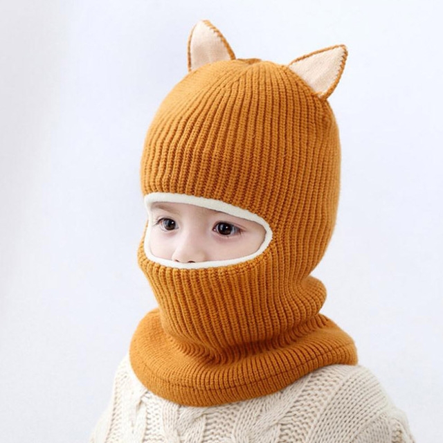 

Children Autumn and Winter Windproof One-piece Wool Hat Children's Warm Scarf Knit, Size:One Size(Ginger Ear)