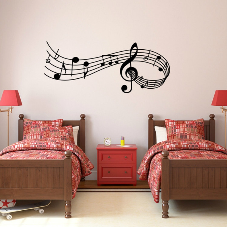 

Music Sound Notes Wall Decal Bedroom Music Classroom Decor Removable Music Sticker, Size:S 22cmx57cm(Black)