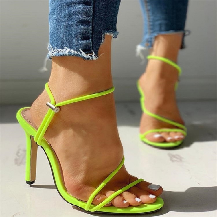 

Candy-colored Super High-heeled Strap Sexy Sandals, Size:37(Fluorescent Yellow)