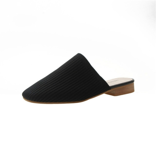 

Women Elastic Cloth Round Toe Flats Elastic Band Slipper, Shoe Size:35(Black)