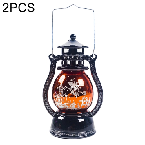 

2 PCS Small Oil Lamp Halloween Retro Laser Pony Light Creative Bar Ghost Festival Atmosphere(Witch )