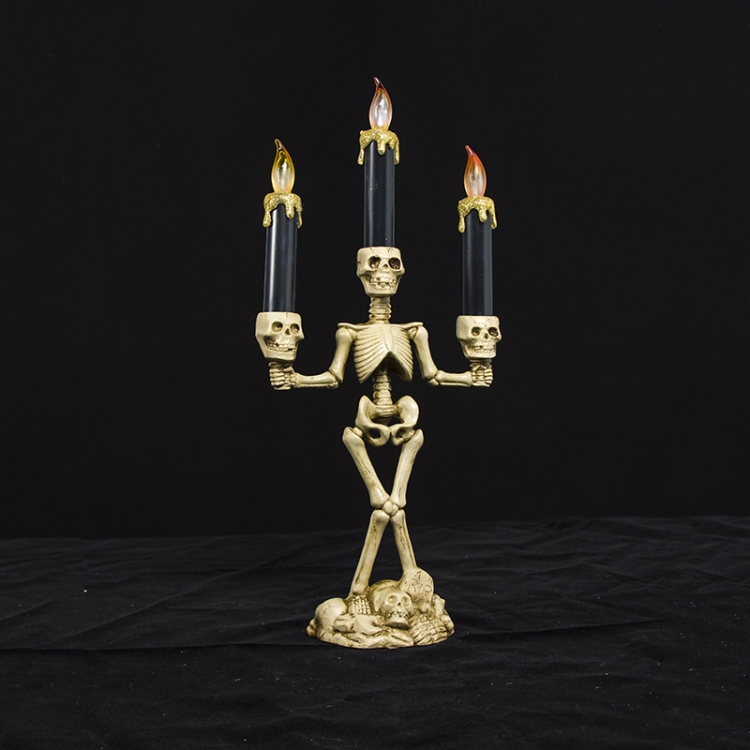 

2 PCS Halloween Decoration Ghost Festival with Lights Skeleton Man Candle Holder Ornaments(Gold )