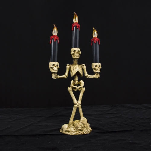 

2 PCS Halloween Decoration Ghost Festival with Lights Skeleton Man Candle Holder Ornaments(Red )