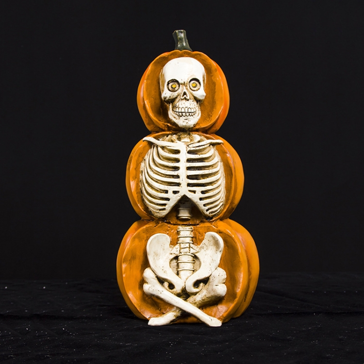 

2 PCS Halloween Creative Resin Three-dimensional Pumpkin Bone People with Lamp Table Decoration