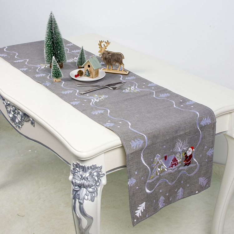 

2 PCS Christmas Fabric Embroidery Table Flag Decorations(Gray)
