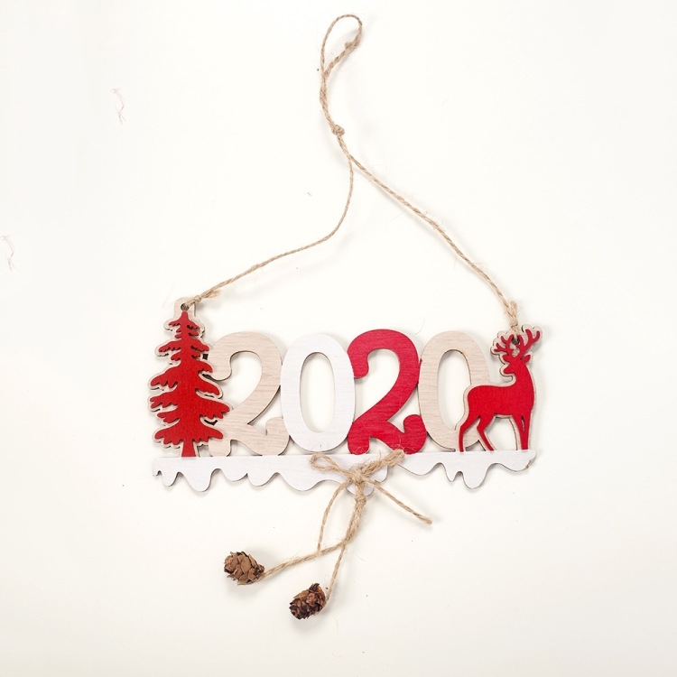 

2 PCS Christmas Decorations 2020 Letter Hemp Wooden Pendant(Without Letter )