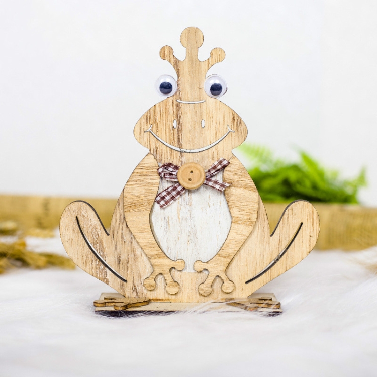 

2 PCS Creative Wooden Decoration Ornaments Small Frog(Log Color )