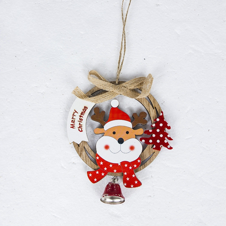 

2 PCS Christmas Tree Closet Wooden Bell Pendant Decoration(Elk )